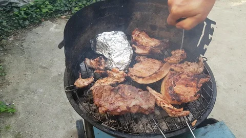 Meat Grilling Stock Footage 130059644