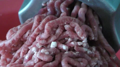 Meat grinder grinds meat into minced meat Stock Footage 166334662