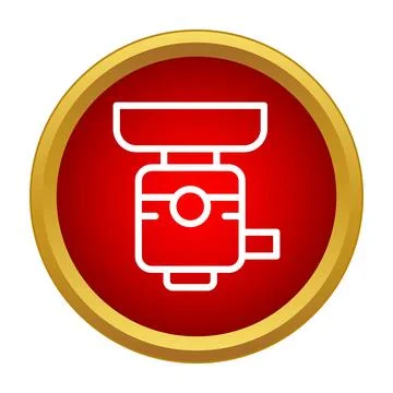 Meat grinder kitchen appliance red circle icon Stock Illustration