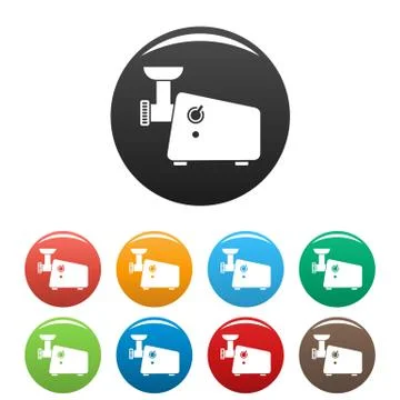 Meat grinder machine icons set color Stockillustratie