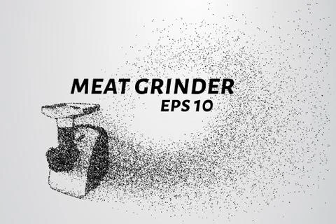 Meat grinder of the particles. The meat grinder shatters into smaller molecul Stock Illustration