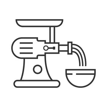 Meat grinder pixel perfect icon vector. Kitchen small appliances line sign. H 스톡 일러스트