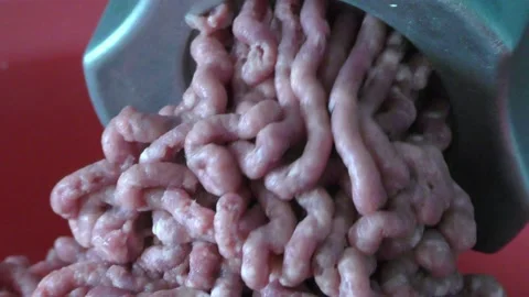 Meat grinder processes meat into minced meat Stock Footage 164037404