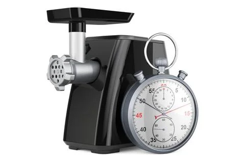 Meat grinder with stopwatch, 3D rendering Meat grinder with stopwatch, 3D ... 스톡 사진