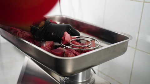 Meat grinding process Video stock 168886290