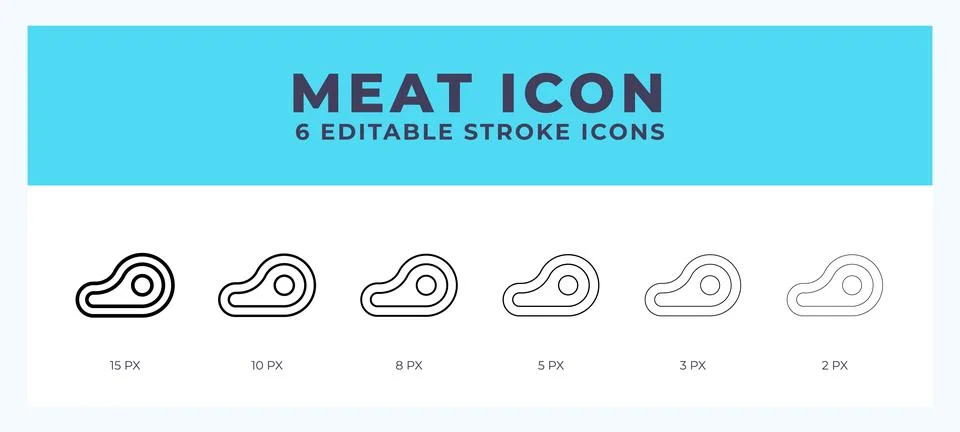 Meat icon with different stroke. Editable stroke. Vector illustration. Stock Illustration