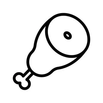 Meat icon linear logo mark in black and white Stock Illustration