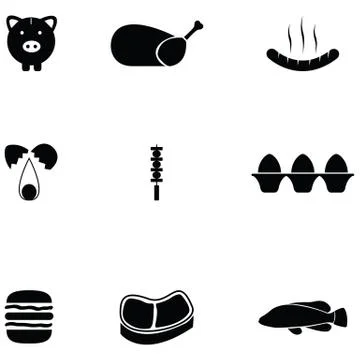 Meat icon set Illustrazione stock