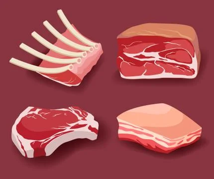 Meat icon set vector Fresh meat icons set 스톡 일러스트