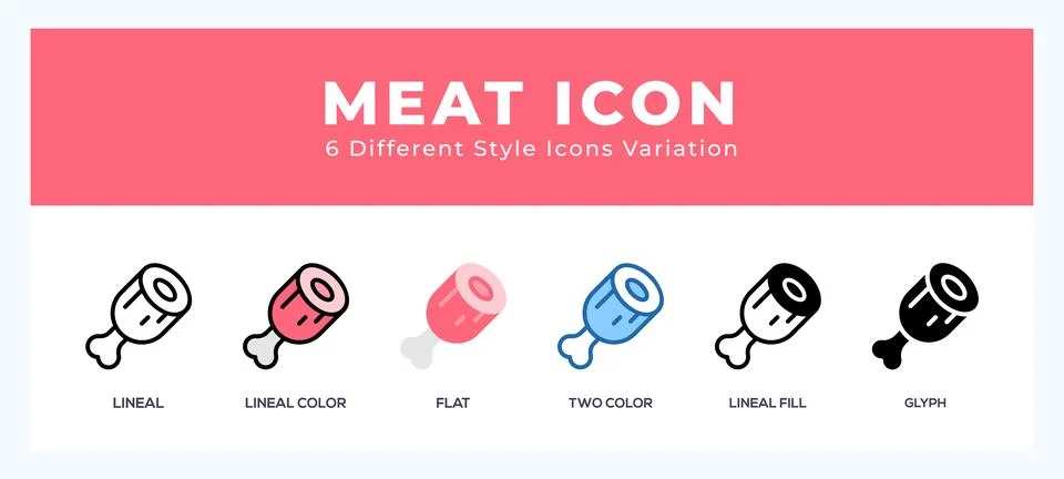 Meat icon symbol. isolated. vector illustration with different styles Stock Illustration