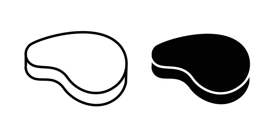 Meat icon thin line and clipart style vector set Stock Illustration