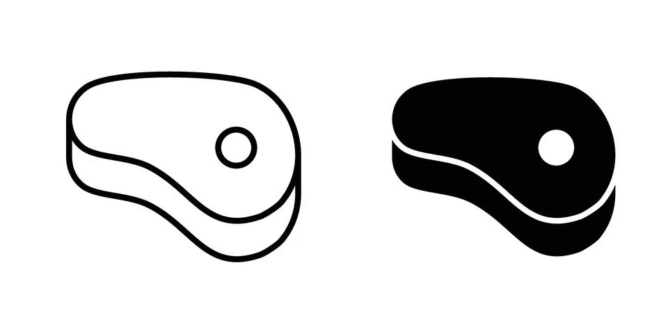 Meat icon vector concepts, line and silhouette style Stock Illustration