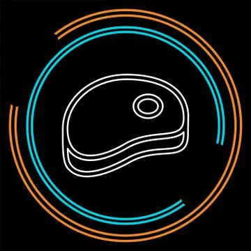 Meat icon, vector lamb, beef, pork or ham steak, beef bacon Stock Illustration