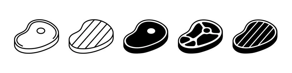 Meat icon vector set. Silhouette of meat, beef, mutton, Grilled steak, BBQ .. Stock-Illustration