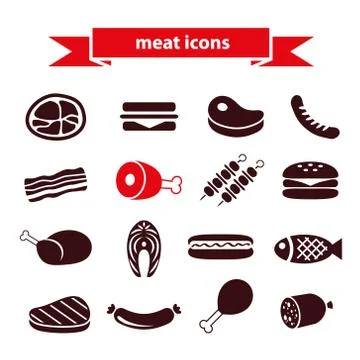 Meat icons Stock Illustration