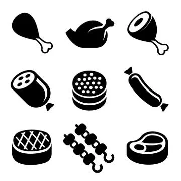 Meat Icons Set 库存插图