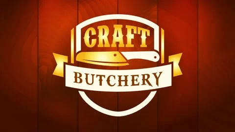 Meat industry business advertisement using craft butchery name over stylized 库存影片 130178652