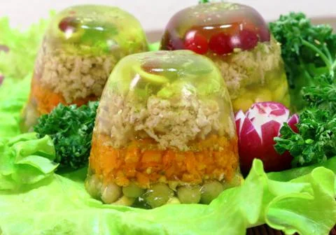 Meat jelly snack Stock Photos
