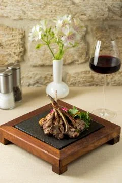 Meat kebab on the table _ Stock Photos