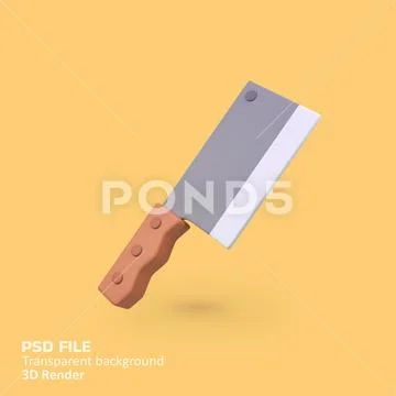 Meat knife isolated 3d render icon illustration PSD Template