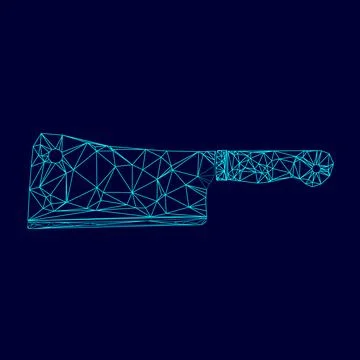 Meat knife low poly triangulation triangulated polygonal electric cyan blue v Stock Illustration
