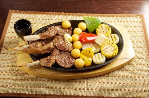 Meat lamb on rib Stock Photos