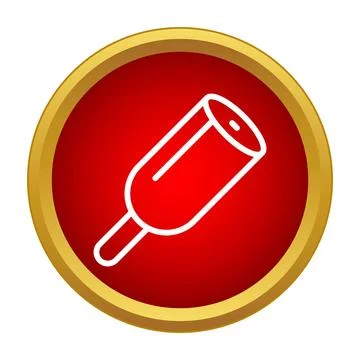 Meat leg icon in red circle with gold border Stock Illustration