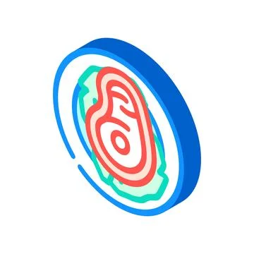Meat on lettuce isometric icon vector illustration Ilustración de archivo