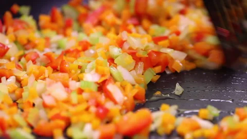 Meat Load veg stir 1 Stock Footage 281068164