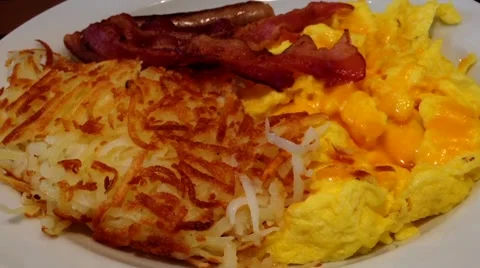 Meat lover's omelette breakfast Stock Footage 54304138