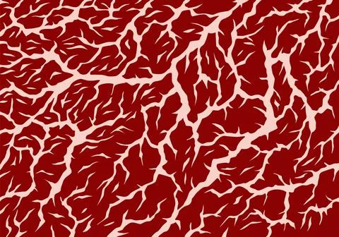 Meat marbled texture. Raw red fresh meat slice for cooking, aged steak pattern Stock Illustration