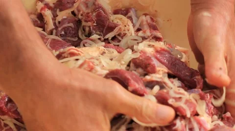 Meat in marinade Stock Footage 41601937