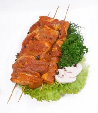 Meat marinated for barbecue Stock Photos
