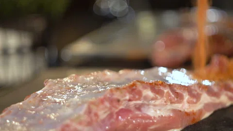 Meat marinating for barbecue 11 Stock Footage 108453401