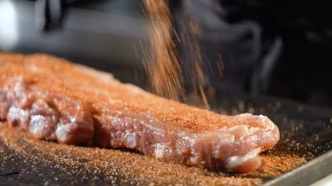 Meat marinating for barbecue 6 Stock Footage 108452840