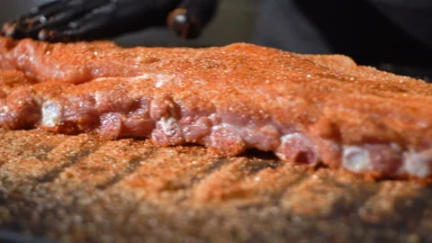 Meat marinating for barbecue 7 Stock Footage 108452788