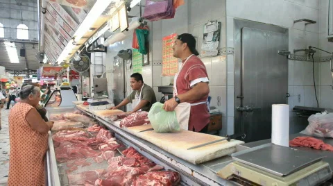 Meat market counter Mexico P HD 4791 Stock Footage