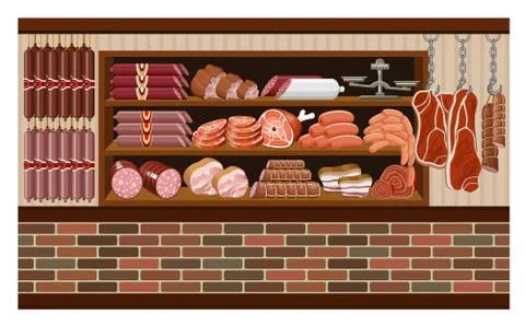 Meat market. Stock Illustration