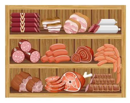 Meat market. Stock Illustration