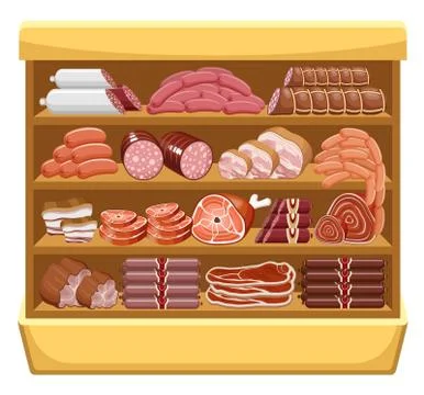 Meat market. Illustrazione stock