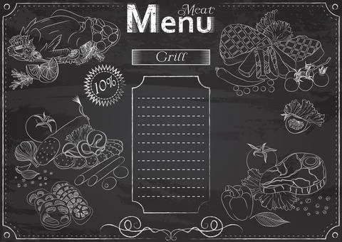 Meat menu chalk Stock Illustration