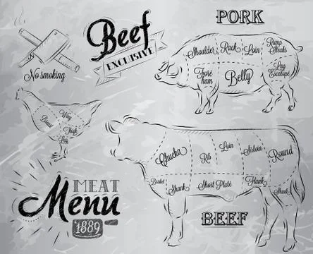 Meat menu coal Stock Illustration
