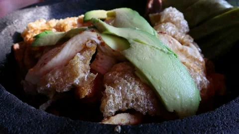 Meat molcajete, a dish served in the state of Tlaxcala Vídeos de archivo 174028048