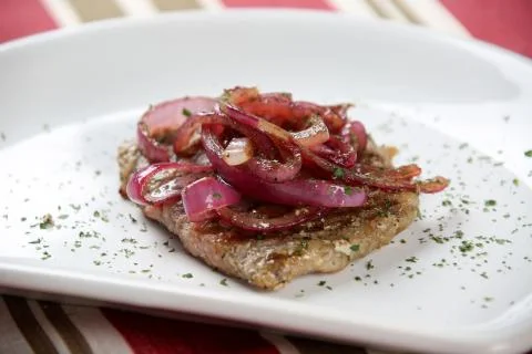 Meat with onion Stock Photos