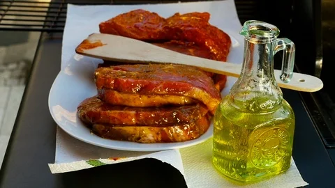 Meat for outdoor grilling Video stock 95292064