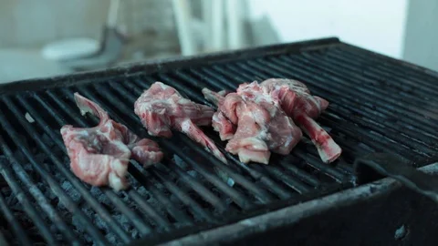 The meat outdoors on the grill Stock Footage 113201036