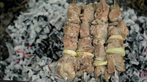 Meat over the coals Stock Footage 50491002