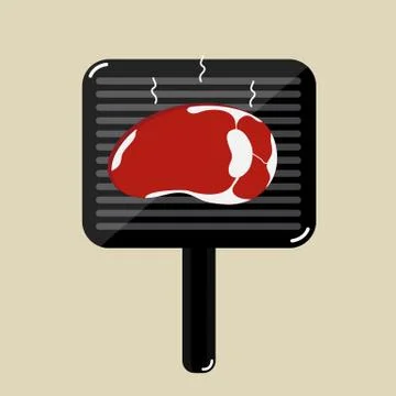 Meat on the pan design. Stock Illustration