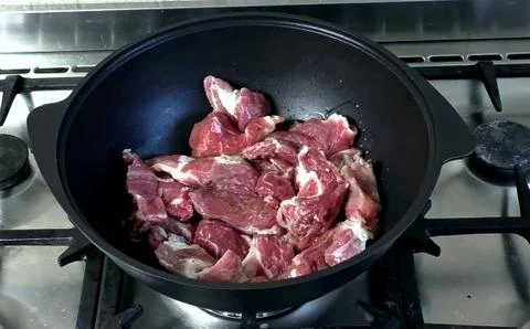 Meat on Pan image Stock Photos