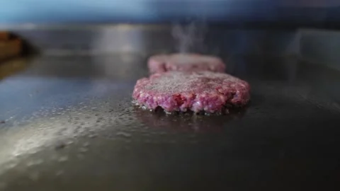 Meat Patty On The Grill Stock Footage 197056519